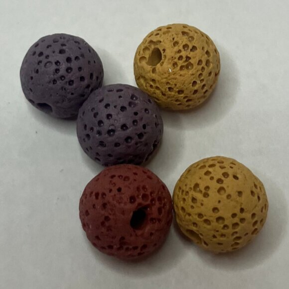 Multi Coloured Lava Stone Beads Round Loose Spacer Beads for Jewelry Making - Picture 2 of 8